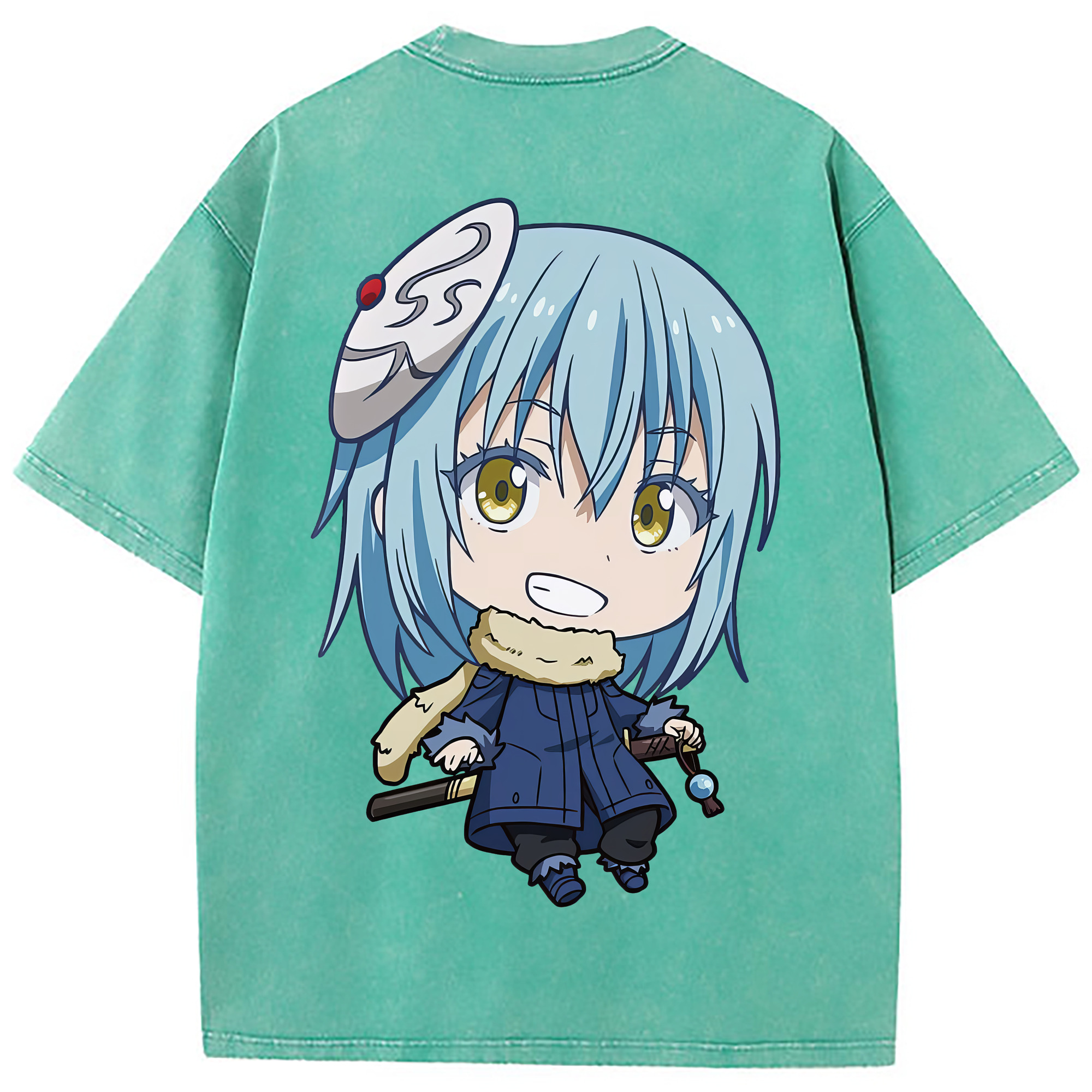 （画像用） 転スラ Regarding Reincarnated to Slime 綿100% ヴィンテージ風 半袖Tシャツ（背面プリント）